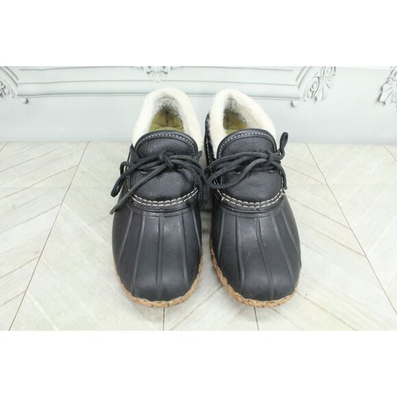 LL Bean Bean Boots Rubber Moc Sherpa Lined Leather Black Size 6 M - Picture 5 of 11